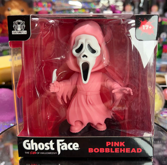 Ghost Face Pink Bobblehead boxed product view