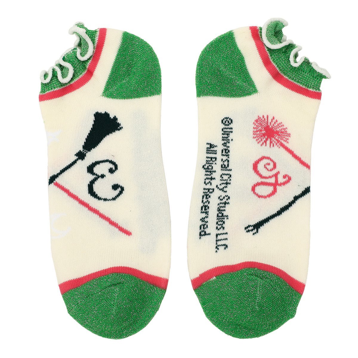 Wicked Elphaba and Glinda Silhouette Scalloped Cuff Ankle Sock 5-Pack