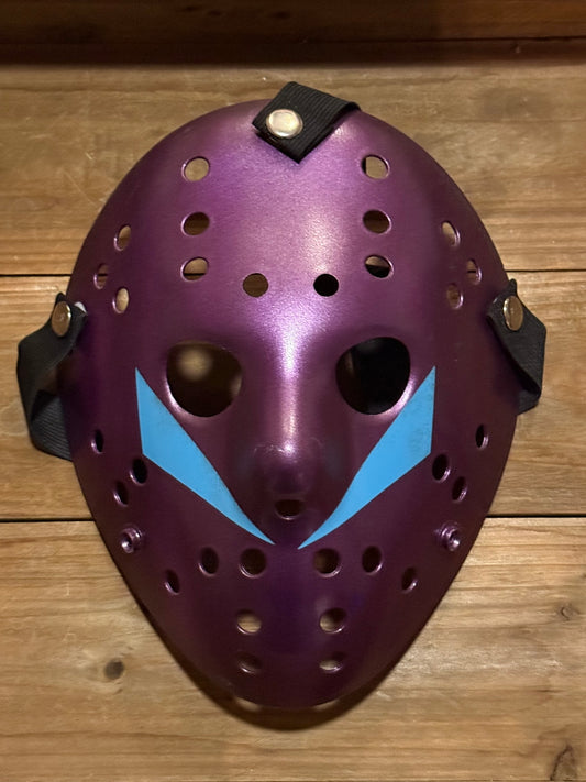13X Studios Purple Hockey Mask with Blue Chevrons, original unedited product photo IMG_9478