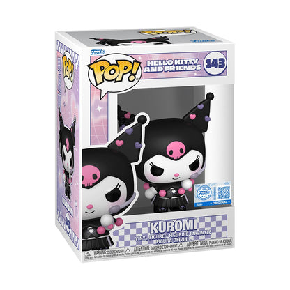 Hello Kitty and Friends Kuromi K-Pop Funko Pop! Vinyl Figure #143, Entertainment Earth Exclusive, shown in its front three-quarter retail box