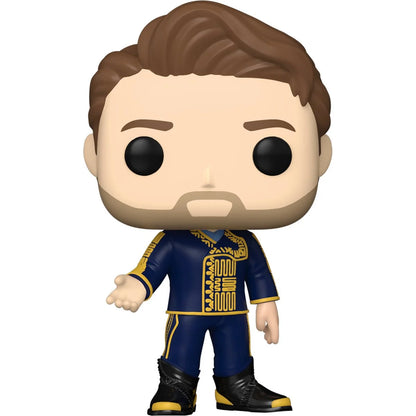 Wicked Fiyero Funko Pop! vinyl figure #1698 shown from the front, wearing a navy-blue outfit with gold trim and black boots
