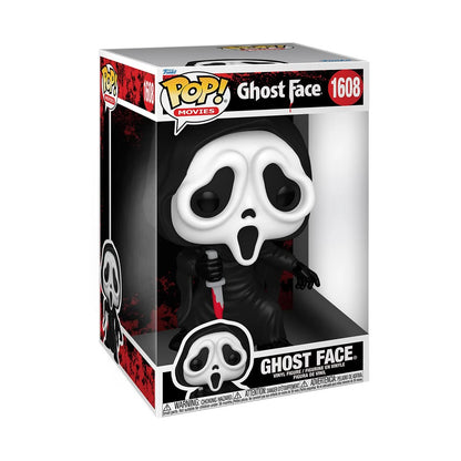 Ghost Face Jumbo Funko Pop! Vinyl Figure #1608 in its front display box, holding a knife