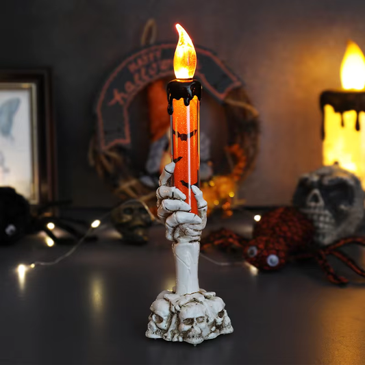 Halloween LED Lights Horror Skull Ghost Holding Candle