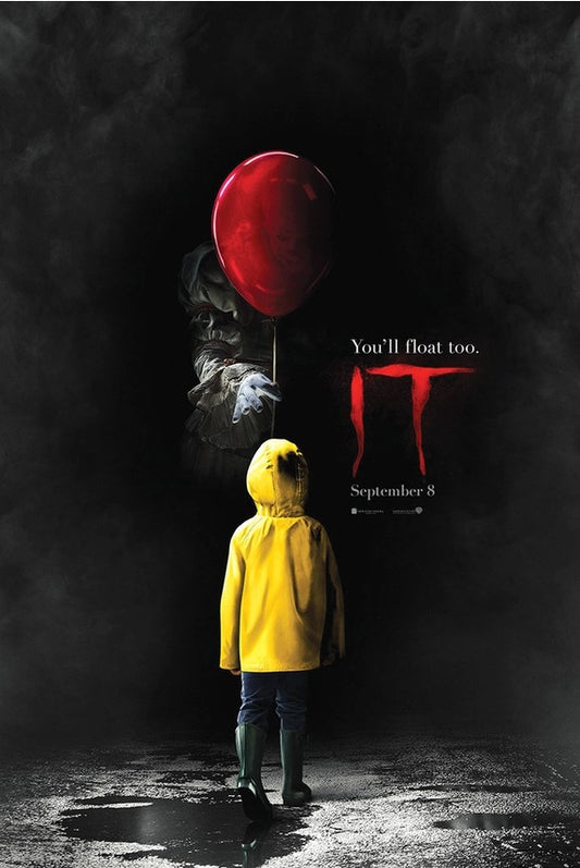 It - You'll Float Too horror movie poster featuring Pennywise