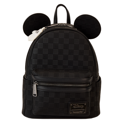 Disney Mickey Ear Checkerboard Mini Backpack - Loungefly front view