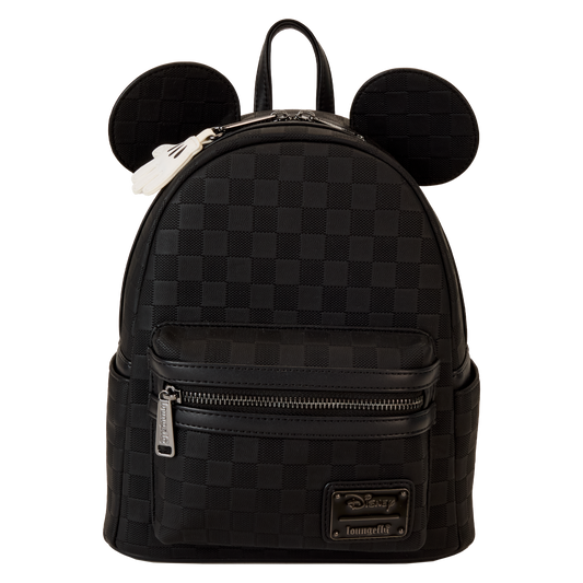Disney Mickey Ear Checkerboard Mini Backpack - Loungefly front view