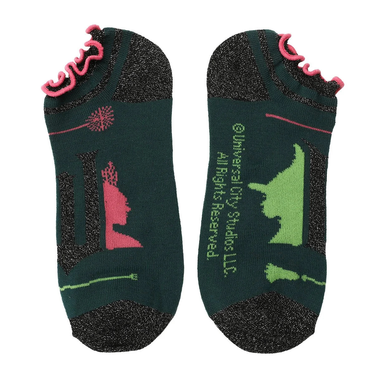Wicked Elphaba and Glinda Silhouette Scalloped Cuff Ankle Sock 5-Pack