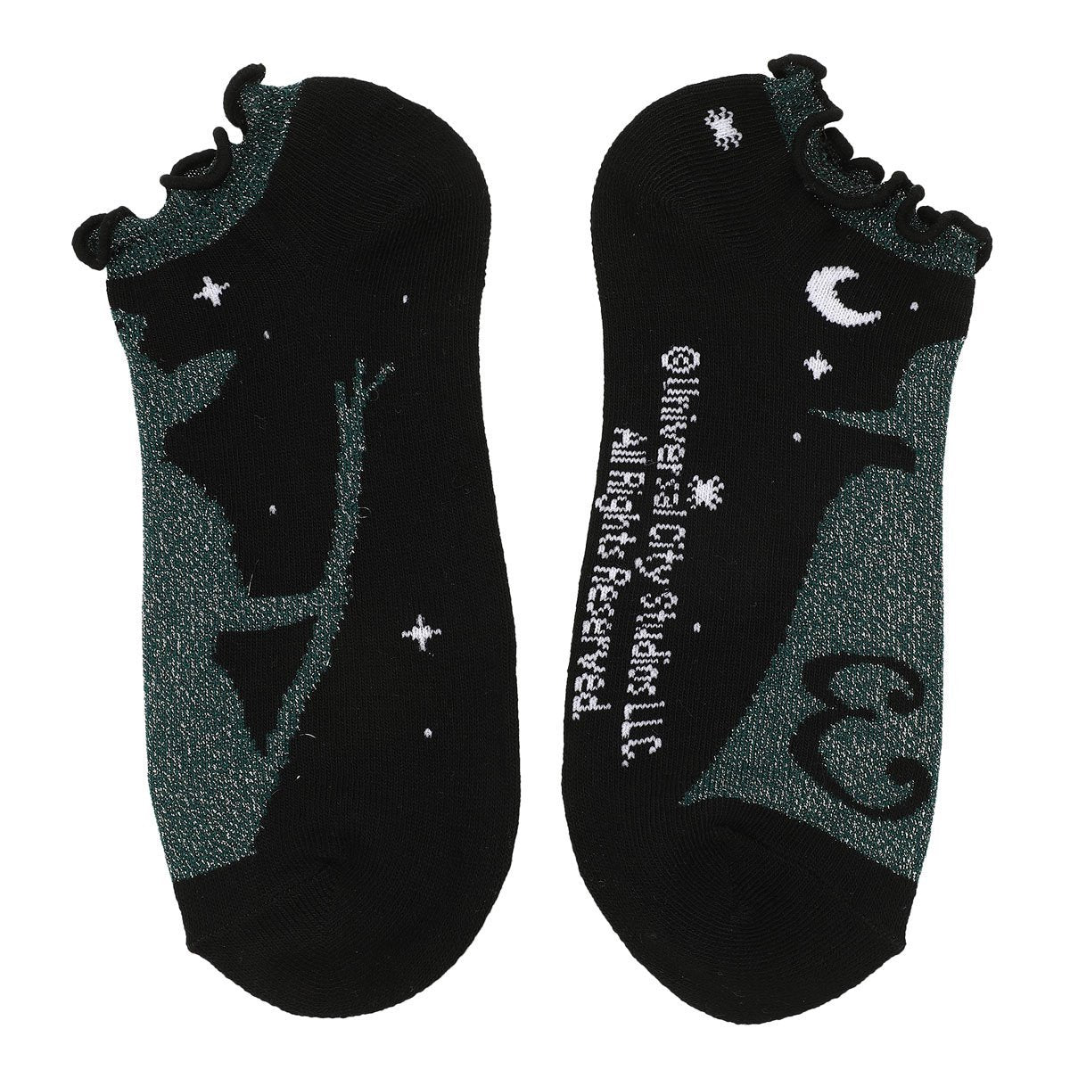 Wicked Elphaba and Glinda Silhouette Scalloped Cuff Ankle Sock 5-Pack