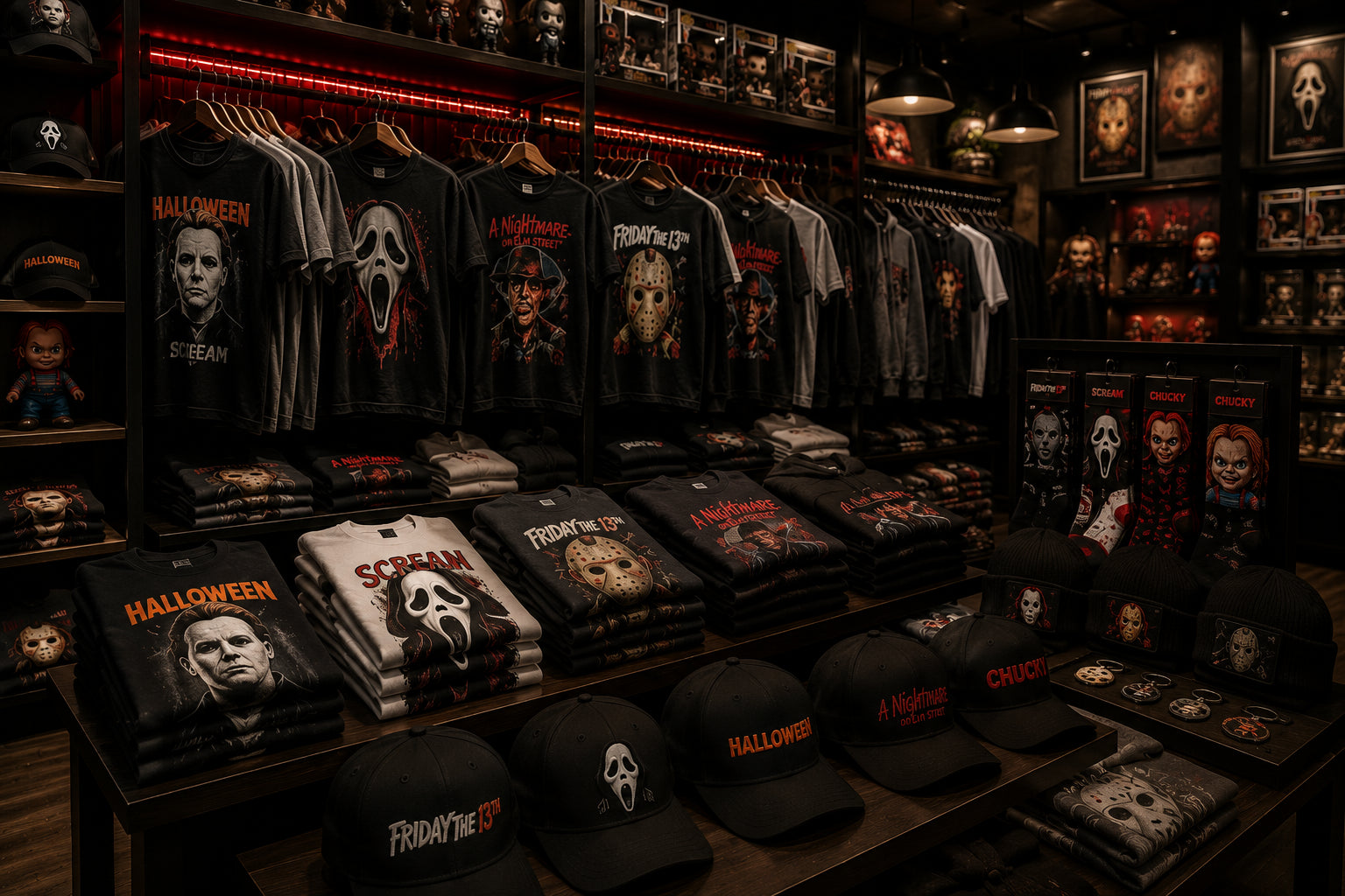 Horror apparel display at The Cove